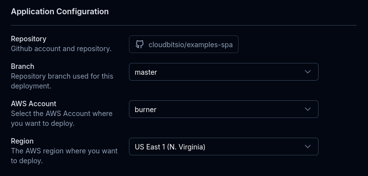 Select AWS account and region